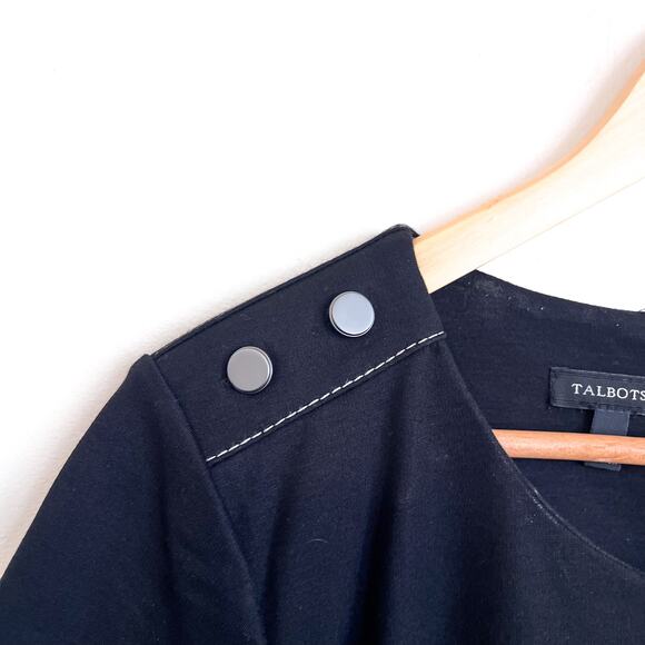 Talbots Sheath Dress Size 16 Black Contrast Stitching Classic Office Capsule - Picture 5 of 9